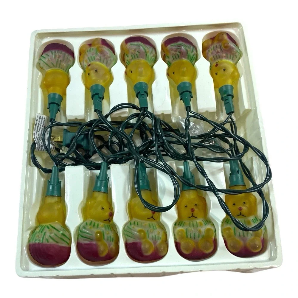 Holiday Time 10 Glass Teddy Bear String Christmas Lights in Box 9.5' Long